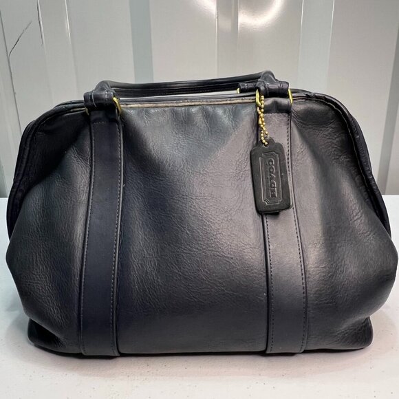 Coach Vintage Madison Top Handle Satchel Doctor Bag Navy Blue Made USA Classic - Picture 2 of 14